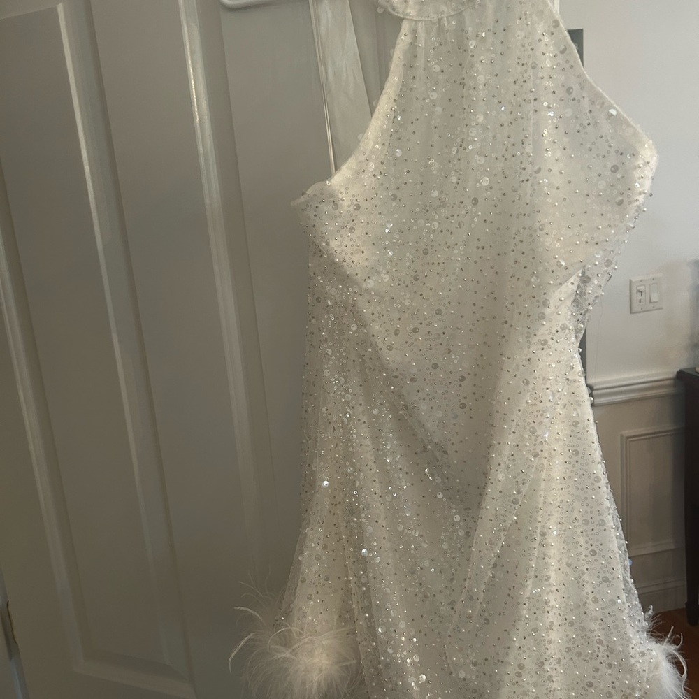 12th Tribe White Sequin Wedding Dress